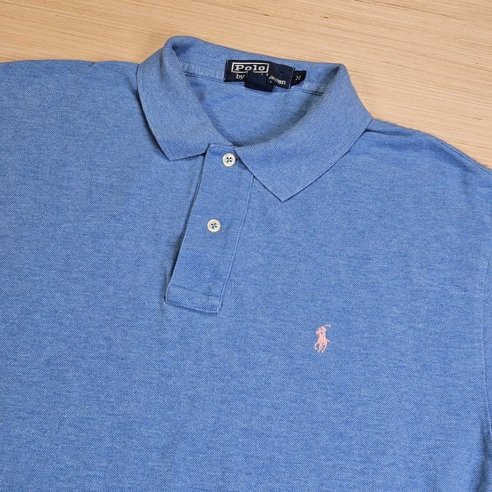 Polo Ralph Lauren Polo Shirt Men M Blue Short Sleeve Pony Logo Casual Classic